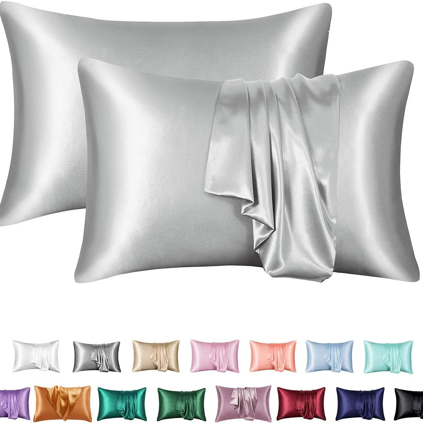 Simulation silk solid color polyester pillowcase envelope pillow pillow cases pillow pair multi-color - Korvel