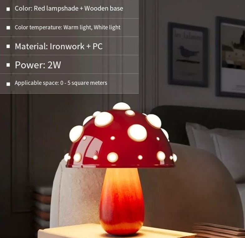 Mushroom Decorative Desk Lamp Bedroom Headboard Dimming Atmosphere Student Dormitory Desktop Night Light - Korvel