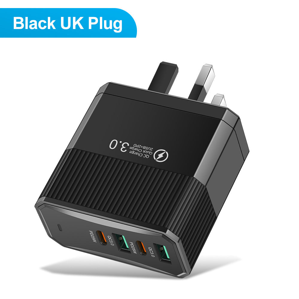 4-in-1 2USB+2PD mobile charger, tablet plug, super fast charging multi port plug - Korvel