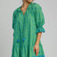 Plus Size Tassel Embroidered Sleeve Mini Dress in Green