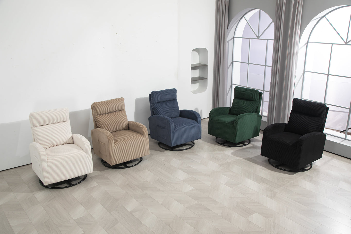 Silla mecedora giratoria tapizada JiaDa en beige