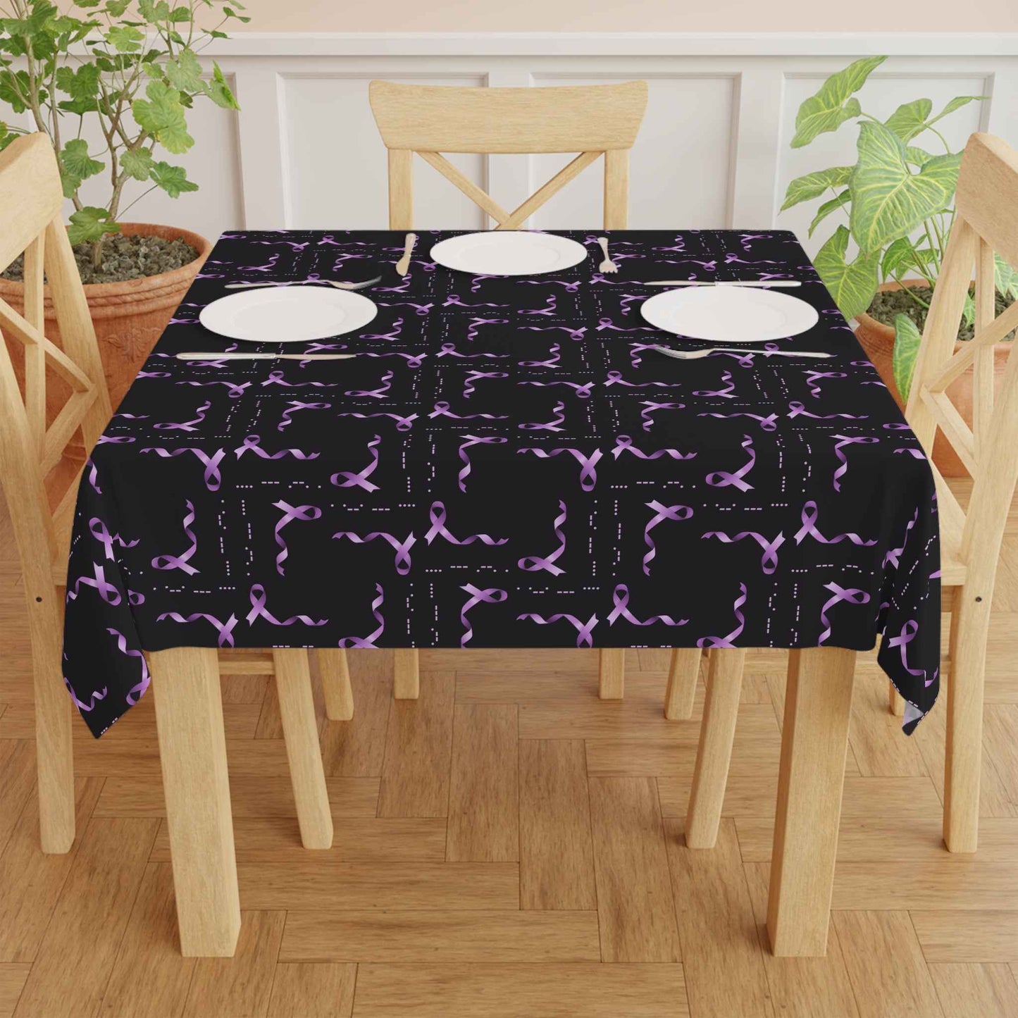 Epilepsy Awareness Morse-Code HOPE Tablecloth - Purple Ribbon Design