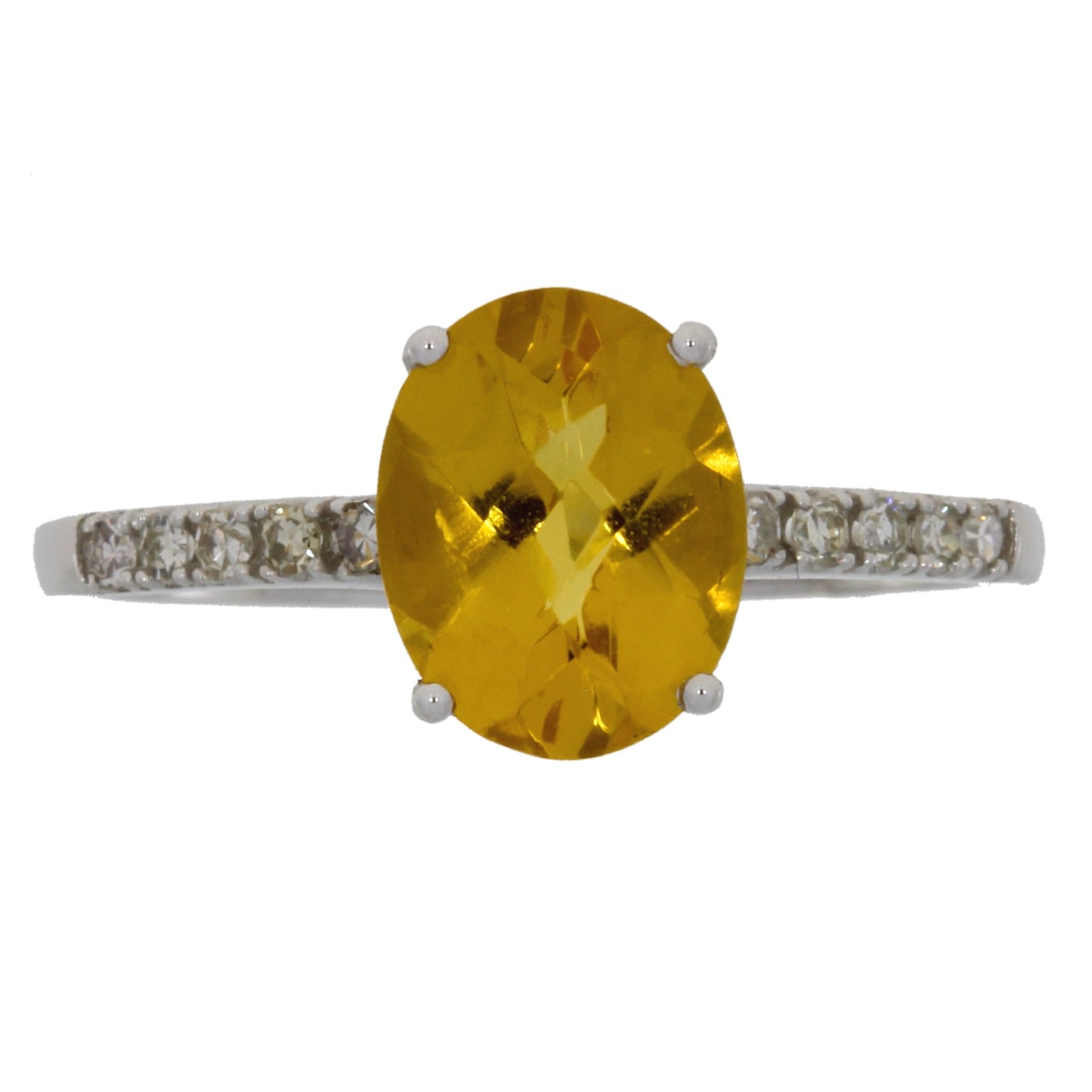 Bague en Citrine Naturelle de 2,20 ct avec Diamants en Or Blanc 14KT