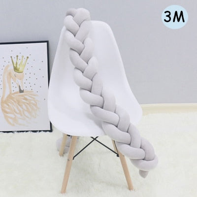 1Pcs 1M/2M/3M Baby Handmade Nodic Knot Newborn Bed Bumper Long Knotted Braid Pillow Baby Bed Bumper Knot Crib Infant Room Decor - Korvel