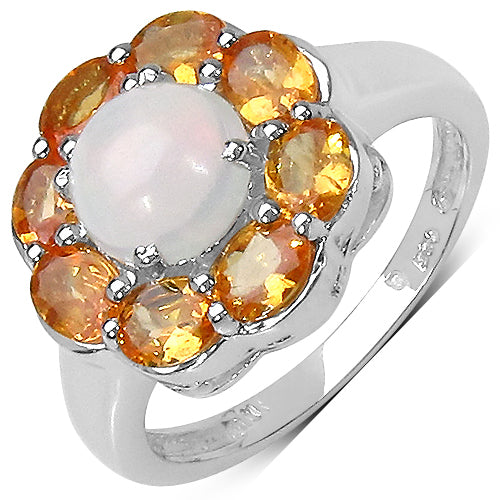 Anillo de Ópalo Etíope y Espesartita de 2.65 Quilates en Plata Esterlina