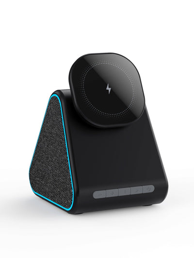 Wireless charger with speaker suitable for Apple phone magnetic wireless charging stand adjustable with Bluetooth speaker - Korvel
