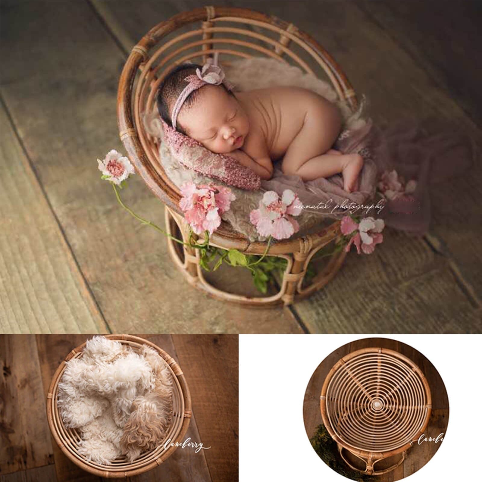 Newborn photography props rattan chair studio shooting supplies auxiliary shooting props handmade - Korvel