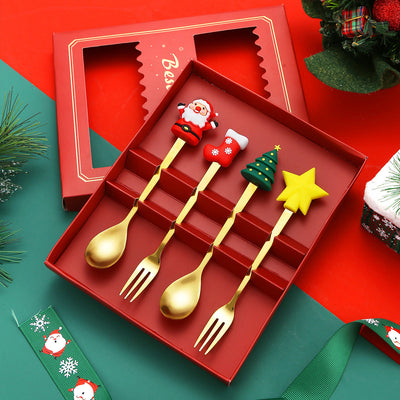 Christmas gift tableware stainless steel coffee spoon dessert spoon fork set - Korvel