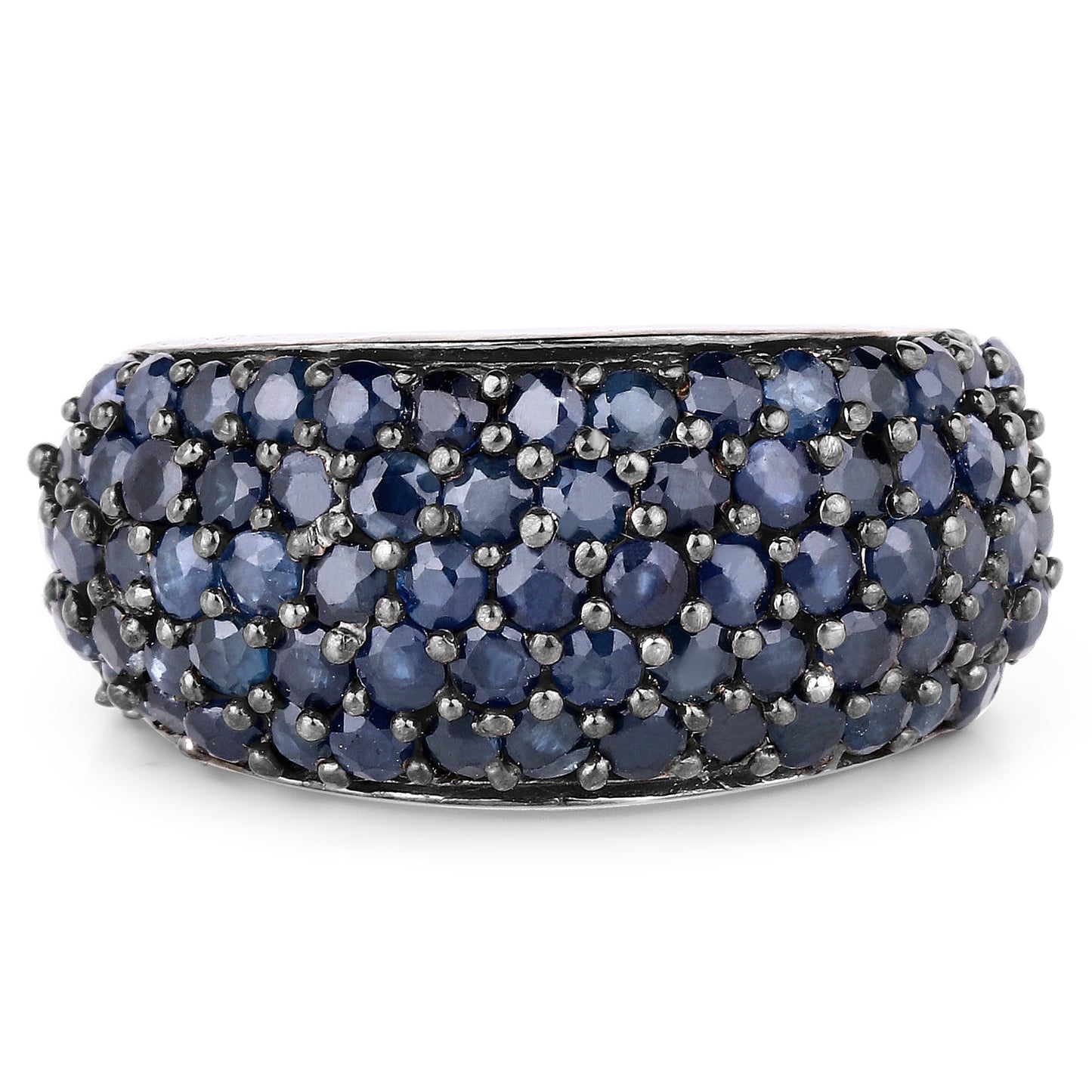 Bague en Argent Sterling avec Saphir Bleu de 3,28 Carats et Topaze Blanche