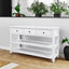 Retro Design Console Table with Two Open Shelves, Pine Solid Wood Frame and Legs for Living Room (Antique White) - Korvel