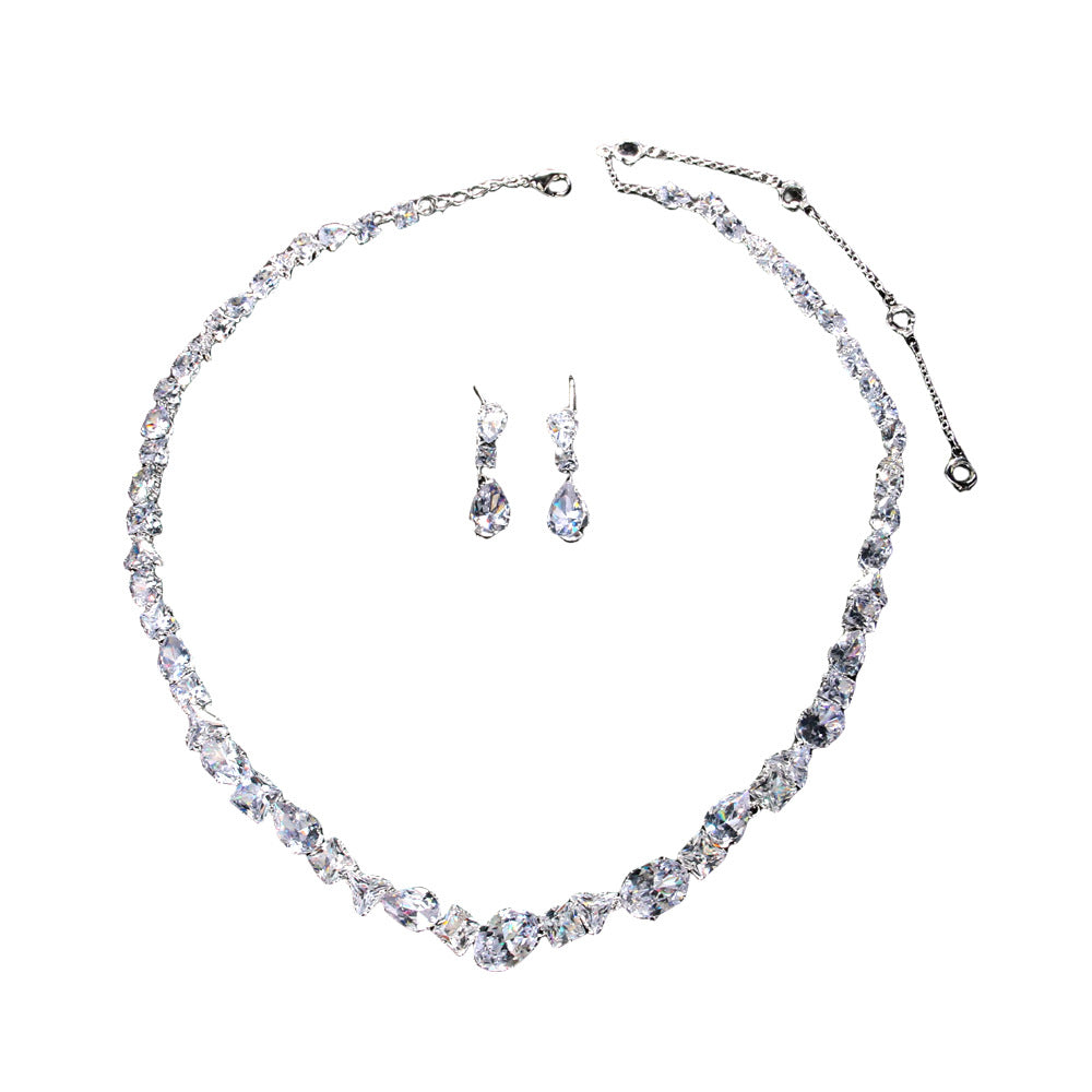 Simple necklace earring set bride's wedding jewelry set fashionable and versatile accessories - Korvel