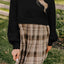 Vintage Plaid Round Neck Long Sleeve Mini Dress Cozy & Stylish Dress Retro Design Dress For Party - Korvel
