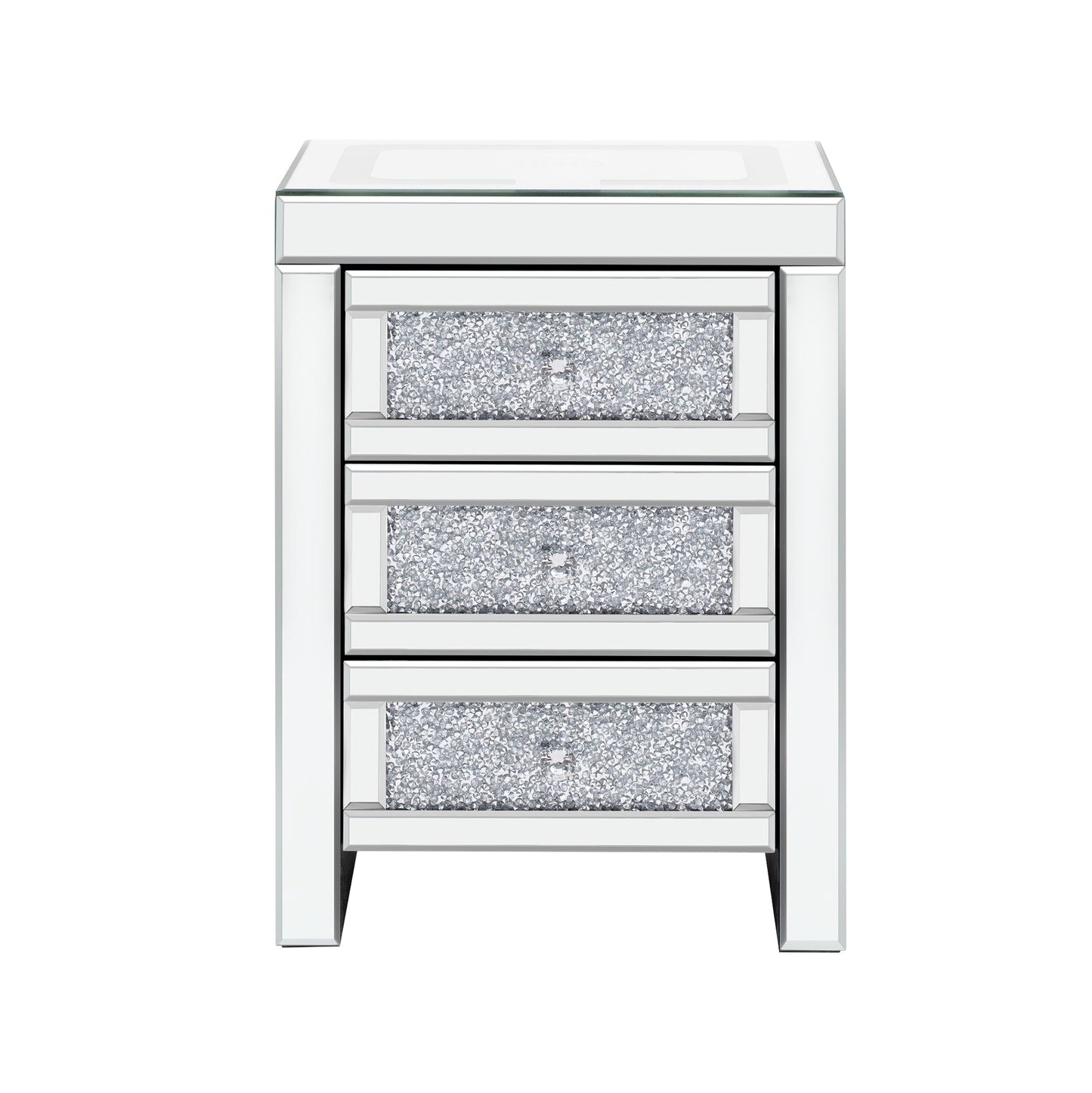 U-Can 15.7" Silver Rectangular Mirror Coffee Table with Charging Function