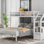Twin over Full Loft Bed with Staircase,White - Korvel
