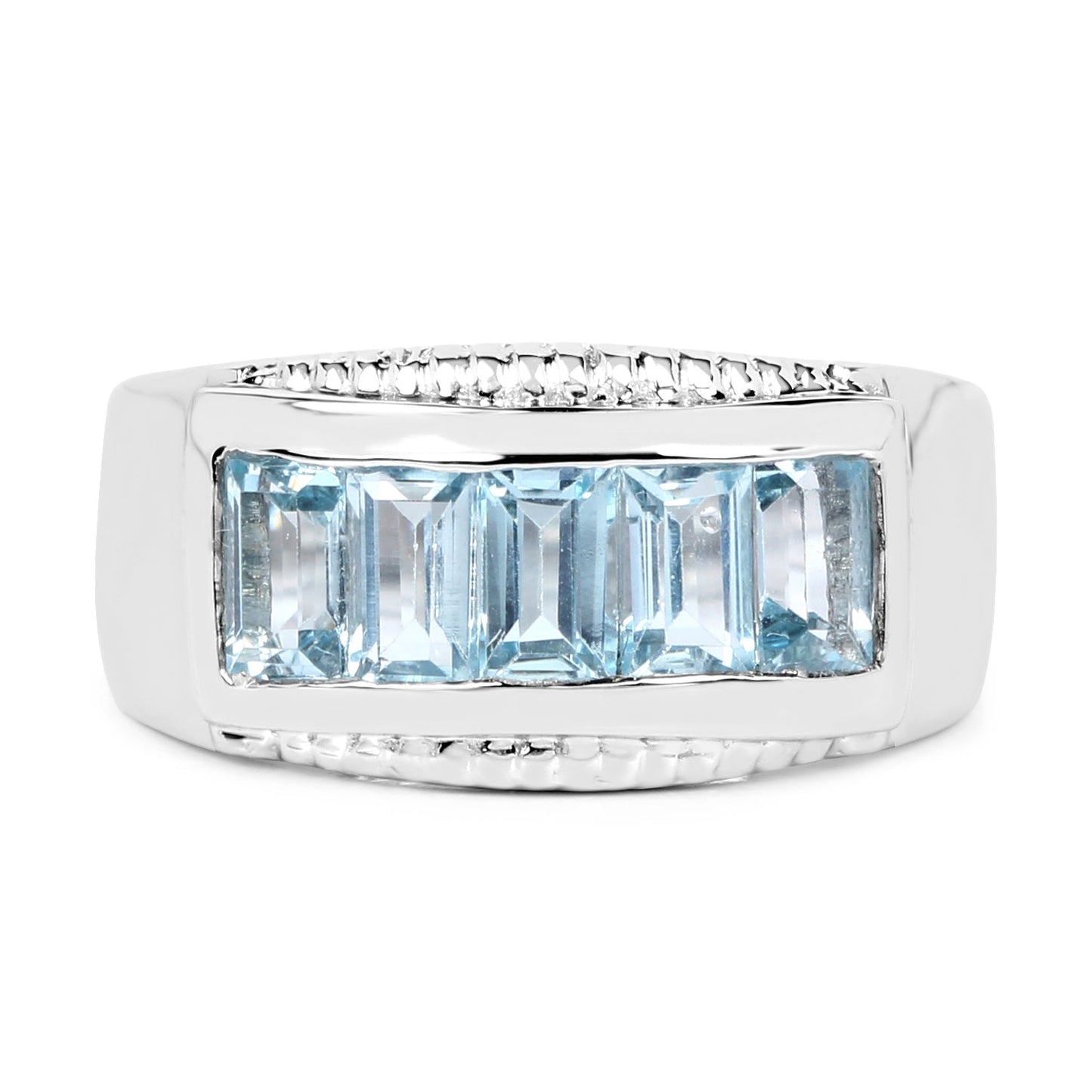 Bague de fiançailles en argent sterling avec topaze bleue véritable de 1,75 carat