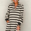 Chic Black Striped Collar Long Sleeve Mini Dress - Effortlessly Elegant Casual Wear for Women - Korvel