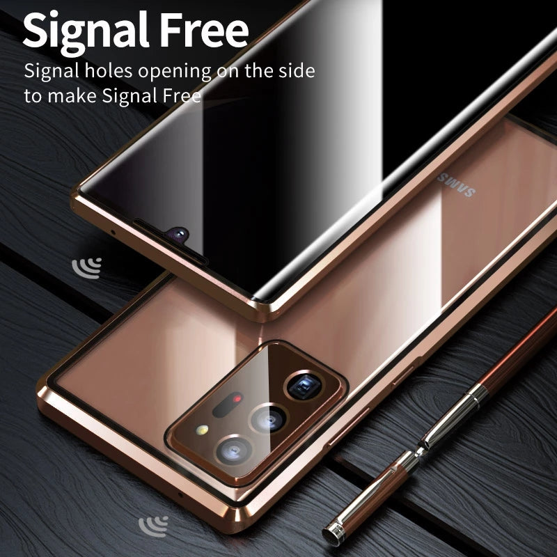 For Samsung Note20U Anti Peeping Privacy Glass Case Protect Phone Case S21Ultra Magnetic S21 Metal Cover - Korvel