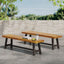 Outdoor Carlisle Benches, Sandblasted Brown + Rustic Metal (Set of 2) - Korvel
