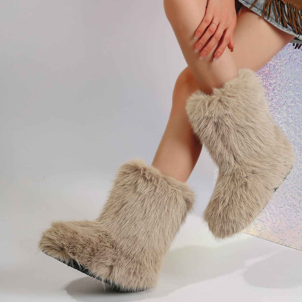 Bottes de neige Furry Middle pour femmes
