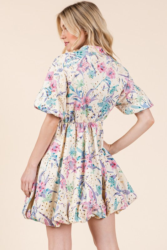 Robe Mini Chemise en Dentelle Florale ÉléGante d'ÉTé