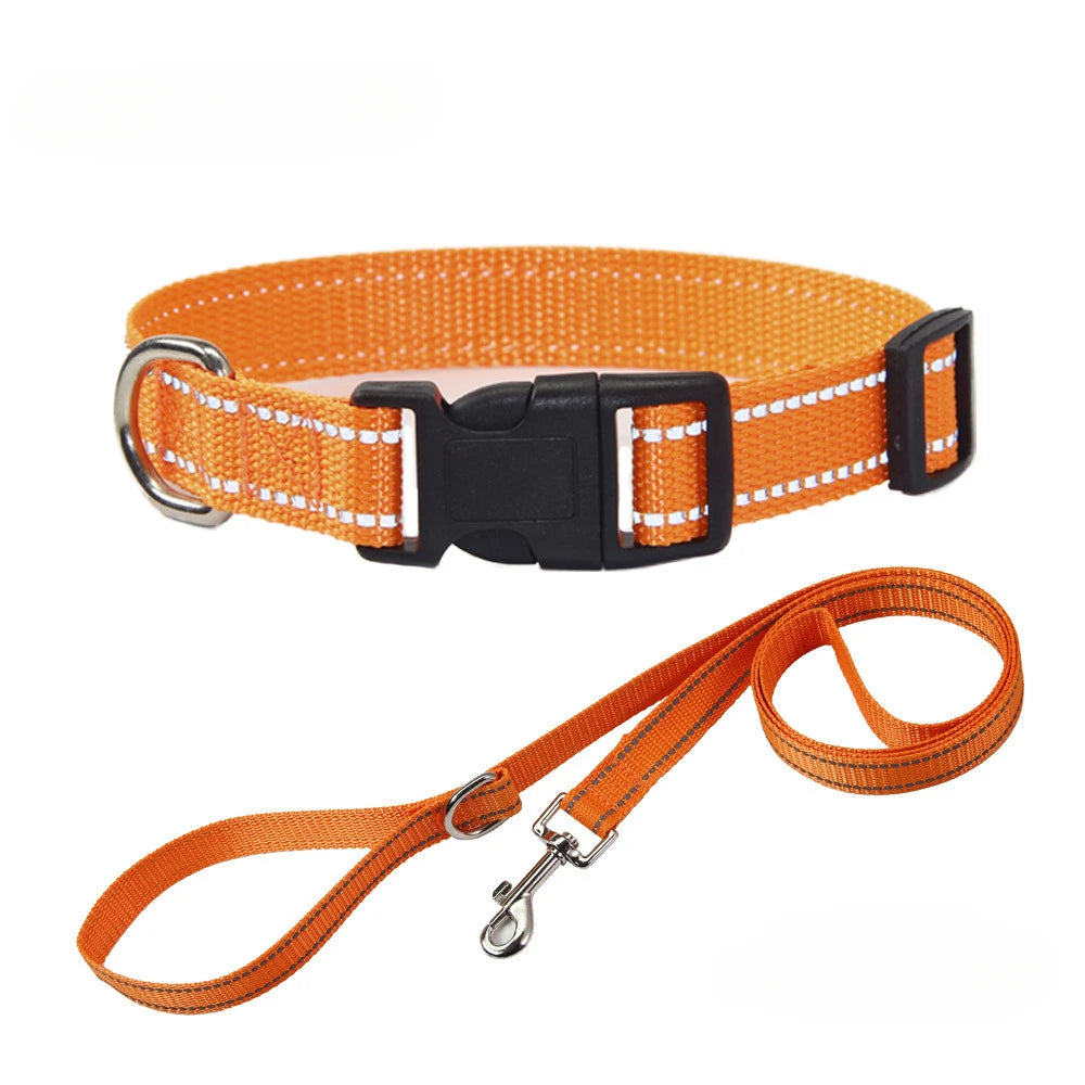 Nylon Dog Collar and Leash Set Pet Collars Leash for Small Medium Large Dogs Dog Accessories for Small Dogs - Korvel