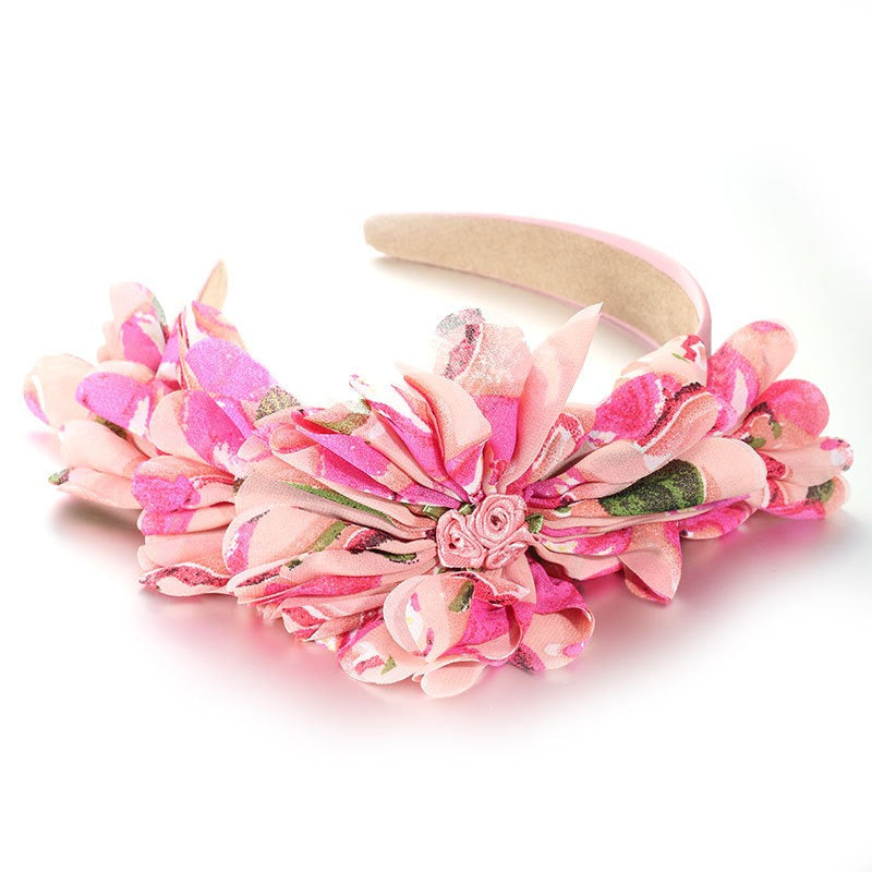 Bandeau à motif floral et feuillage surdimensionné