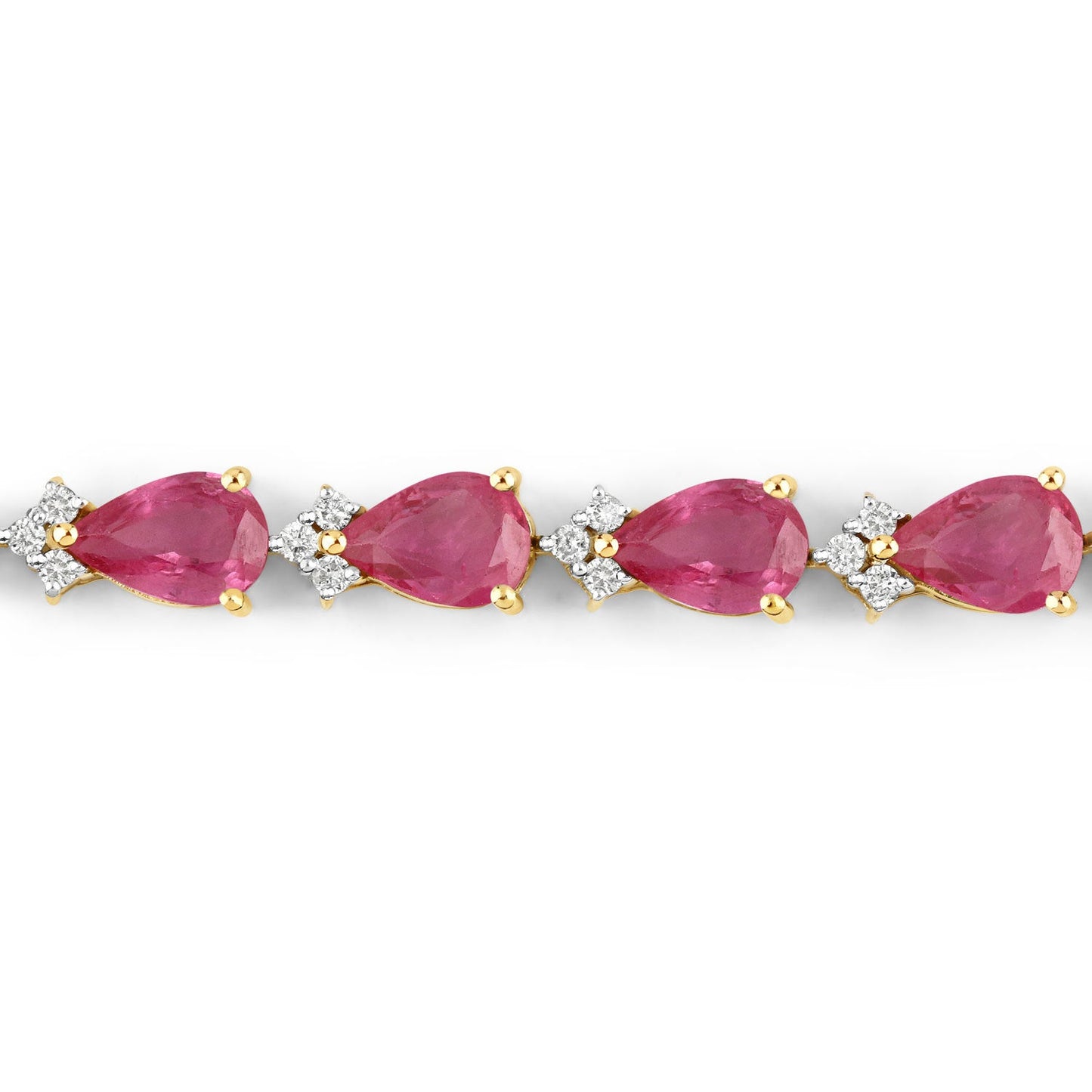 Pulsera de Tenis de Rubí y Diamante en Oro Amarillo de 14K