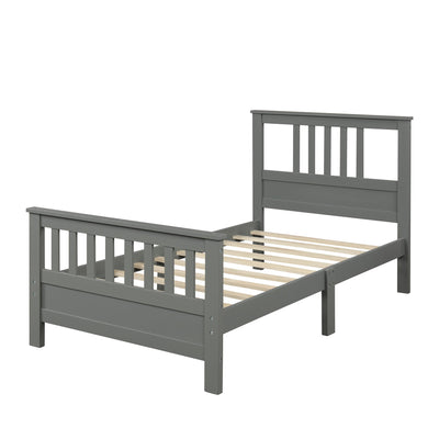 Wood Platform Bed with Headboard and Footboard Twin (Gray) - Korvel