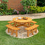 6-Person Circular Outdoor Wooden Picnic Table for Patio, Backyard, Garden, DIY w/ 3 Built-in Benches, 1720lb Capacity - Natural - Korvel