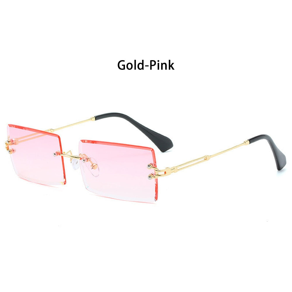Trendy Men Women Summer Rimless Sunglasses Fashion Small Rectangle Sun Glasses Traveling Style UV400 Shades Eyewear - Korvel