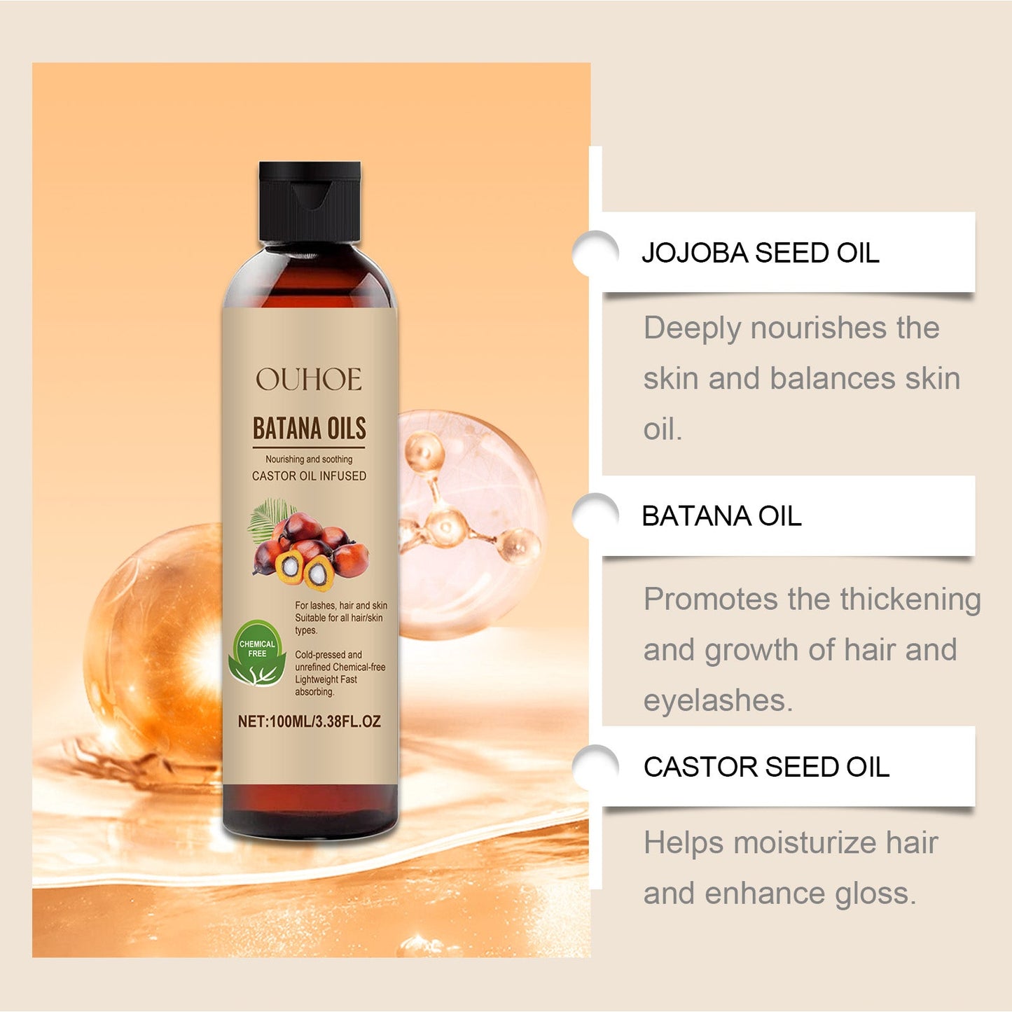 Batana Castor Oil Nourishes Scalp And Restores Dry Hair - Korvel