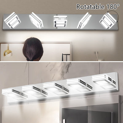 LED Modern Chrome Makeup Light with 5 Acrylic Fixtures