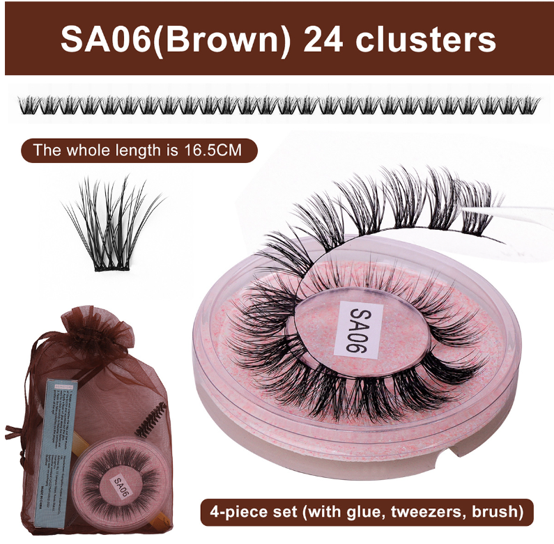 DIY false eyelashes set whole cut eyelashes European and American thick curling travel size eyelash combination - Korvel