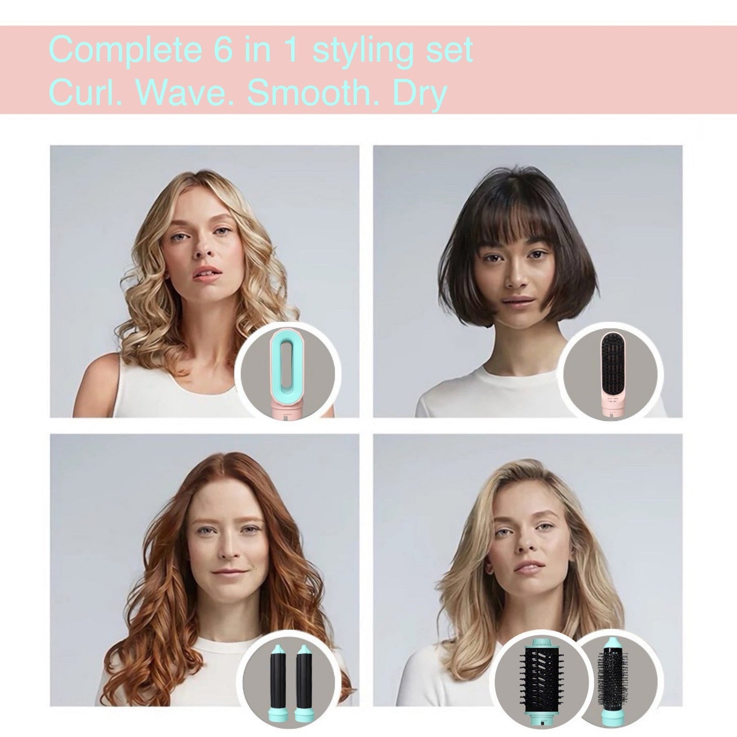 6 In 1 Multi Styler New Design Hair Dryer For Hair 6 in 1 hair styler With Curling Barrel Hot Air Brush Styling Tool MultiStyler - Korvel