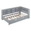 Wooden Twin Size DayBed with Twin Size Trundle, DayBed with Storage Shelf and USB Charging Ports,Grey - Korvel