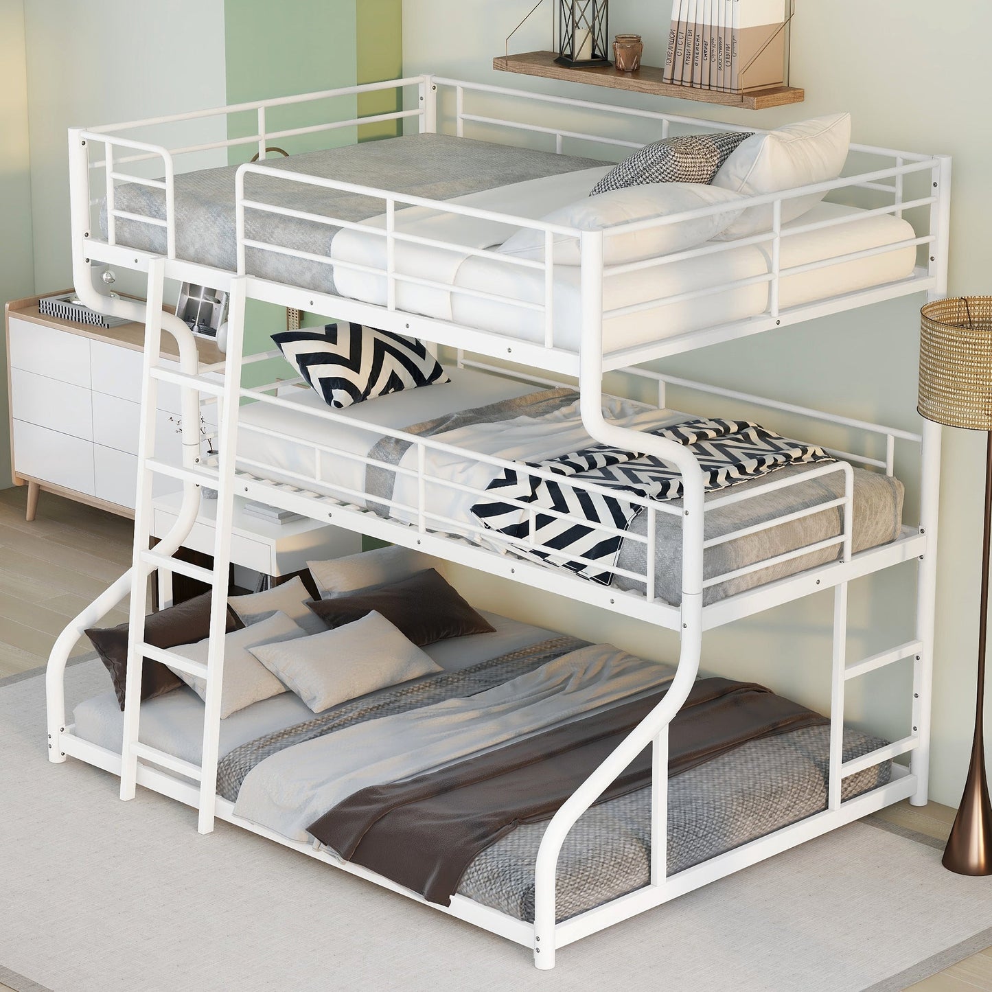 Lit superposé triple : Full XL, Twin XL et Queen Size - Blanc