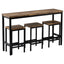 TOPMAX Counter Height Extra Long Dining Table Set with 3 Stools Pub Kitchen Set Side Table with Footrest Brown - Korvel