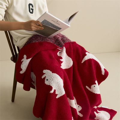 New Year Rabbit Blanket - Premium Sofa Scarf