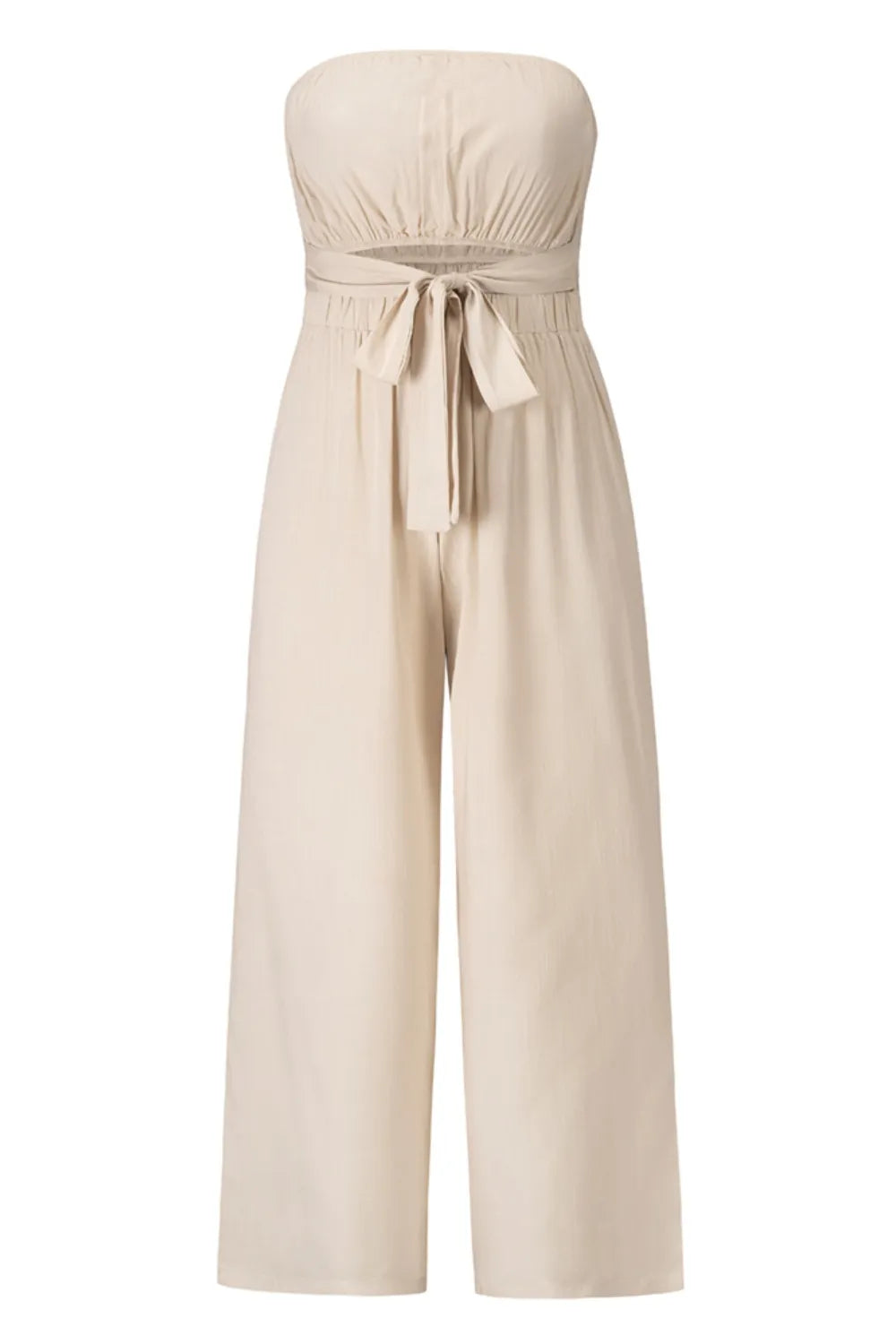 Tied Cutout Tube Wide Leg Jumpsuit - Korvel