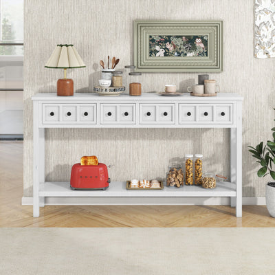 TREXM Rustic Entryway Console Table - 60" Long with Storage