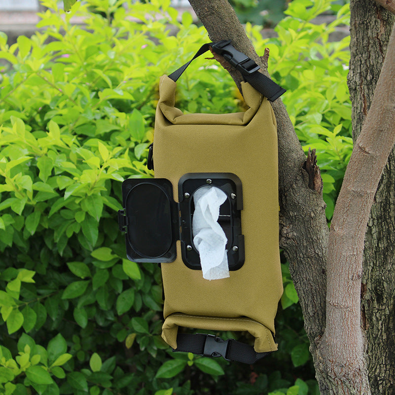 Outdoor camping wet tissue paper box camouflage waterproof canvas tissue bag square hand-held tissue storage bag - Korvel