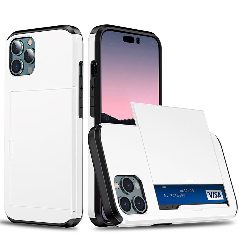 Applicable iphone 14 phone case Apple 13 slider insert card 2 in 1 anti-drop 12Pro wallet case XR - Korvel