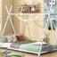 Metal Twin Size House Platform Bed with Triangle Structure  White - Korvel