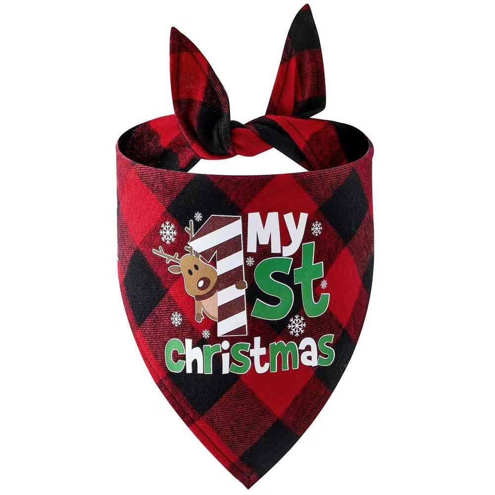 Christmas Day Border Protection Pet Small, Medium, and Large Dogs, Dogs, Cats, Teddy Triangular Towels, Water Jars - Korvel
