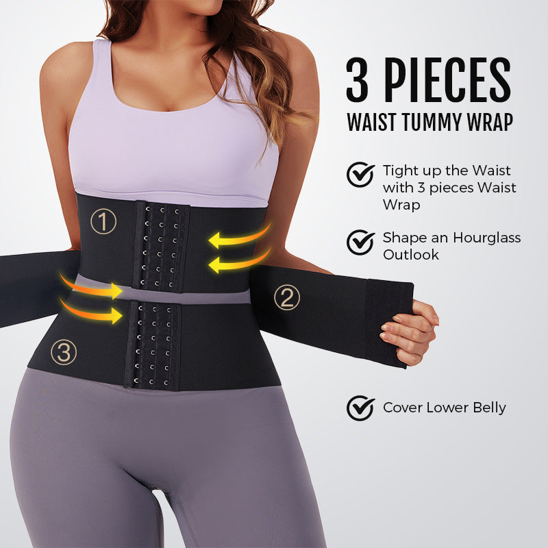 Waist Trainer Sports Sweat Postpartum Body Sculpting Double Belt Buckle Abdominal Belt - Korvel
