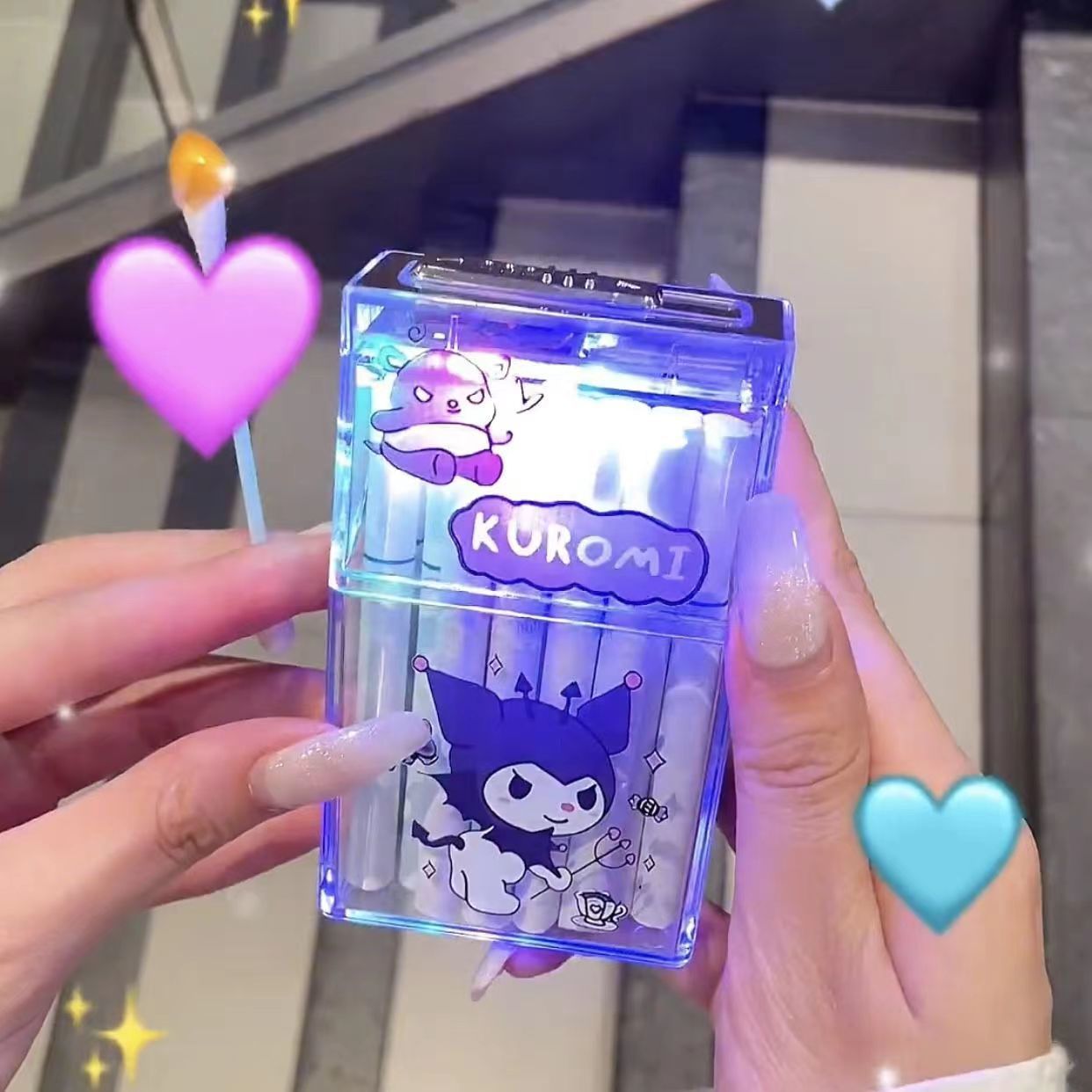 Pacha Dog Cartoon Sanrio Cigarette Box Charging Lighter Integrated Transparent Body Atmosphere Colorful Lights Cute Gift Object - Korvel
