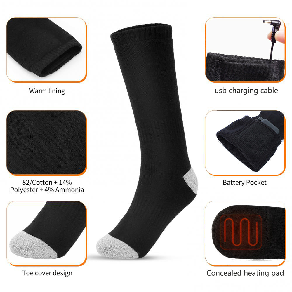 3-speed heating socks with charging intelligent heating warm feet outdoor anti cold long socks for warmth - Korvel