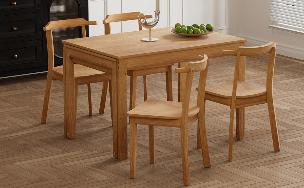 TOPMAX 65 "5-piece set with wheels, expandable dining table set, 17.7" pull-out side table and small dining chairs, natural - Korvel