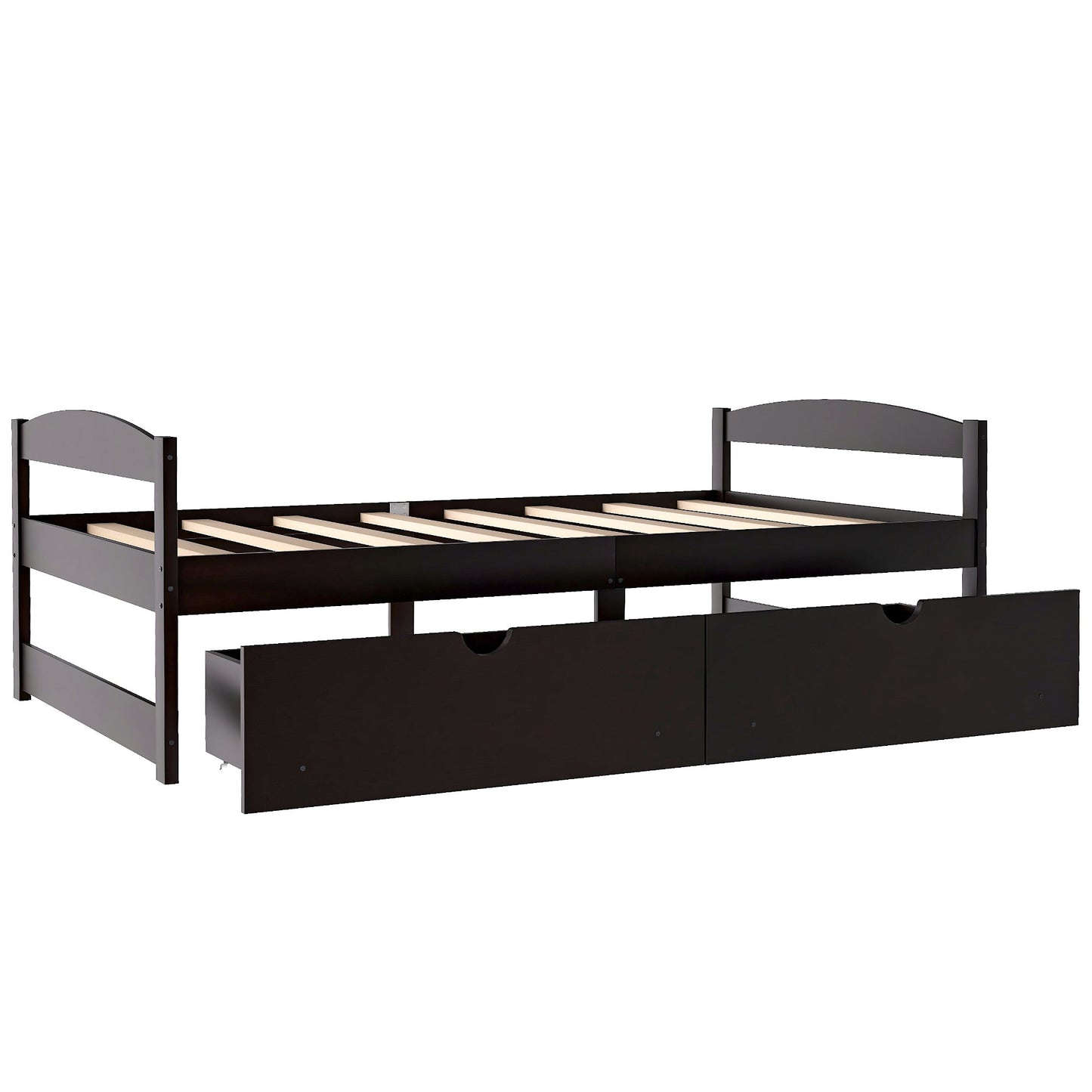 Espresso Twin Size Platform Bed with Two Drawers