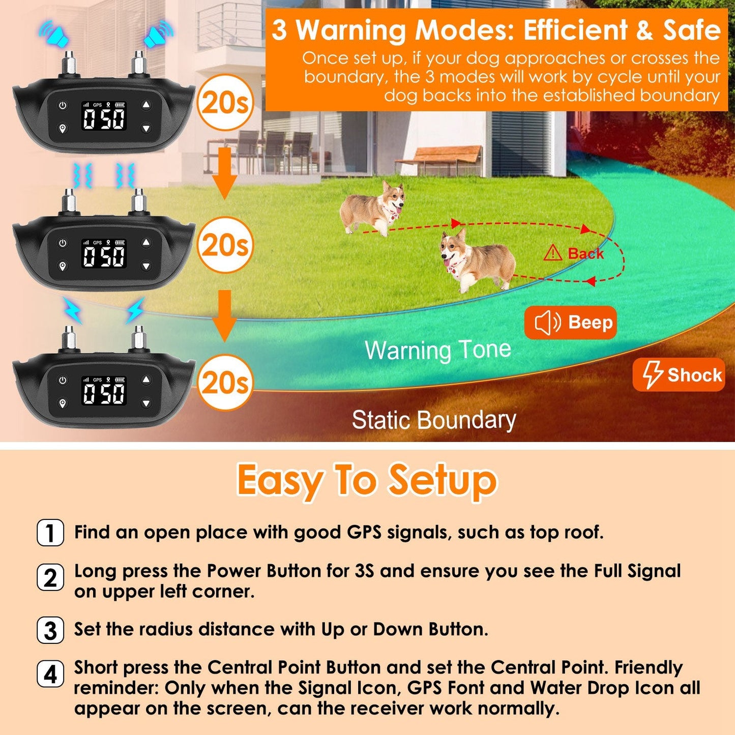 GBruno 2 En 1 Clôture GPS pour Chien